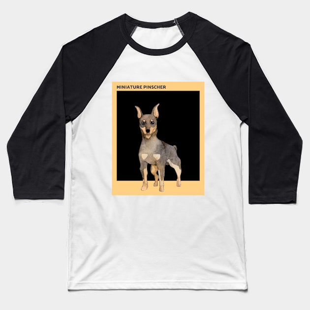 The Miniature Pinscher Dog Breed Artwork Baseball T-Shirt by New East 